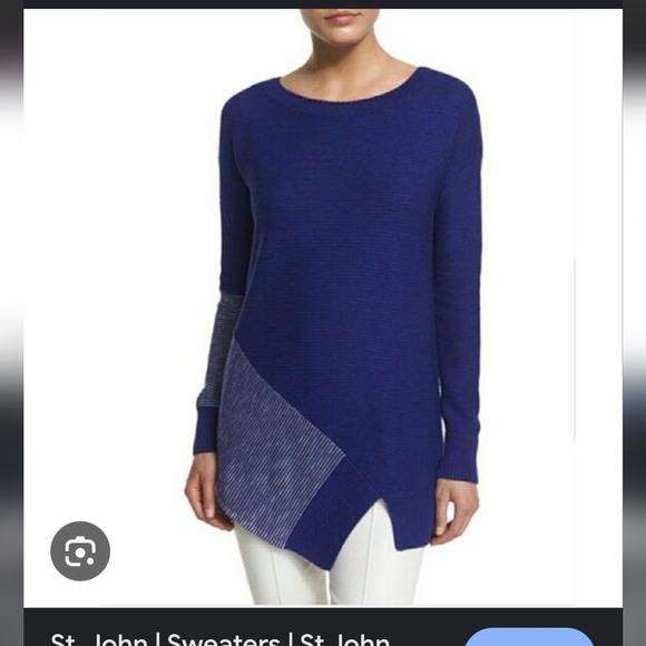 St.john Blue  Indigo Strip Asymmetrical Sweater - Picture 1 of 9